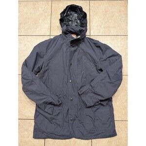 Barbour Jacket Men XL (Fits Large) Blue Field Stack Coat Hooded Waterproof Chore